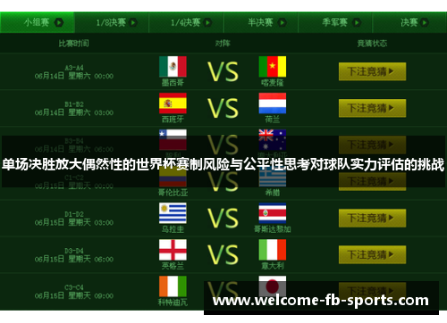 单场决胜放大偶然性的世界杯赛制风险与公平性思考对球队实力评估的挑战