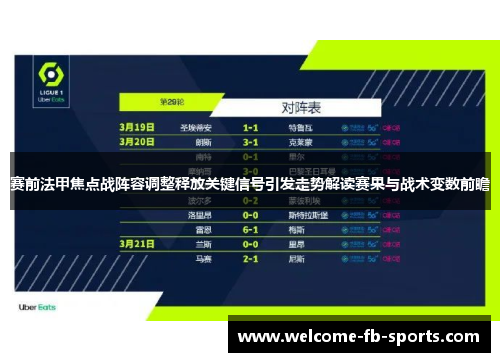 赛前法甲焦点战阵容调整释放关键信号引发走势解读赛果与战术变数前瞻